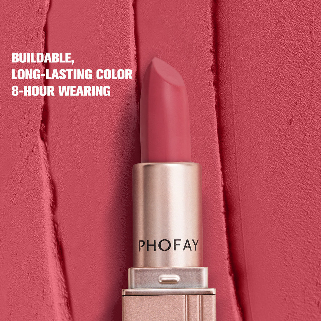 PHOFAY Matte Lipstick – Soft Velvet Finish, Vegan Formula